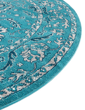 Blue 5' 3 x 5' 3 Lucerne Round Area Rug 100% Polypropylene Traditional Classic Easy Clean Carpet for Kitchens, Living Rooms, Bedroom, Office for Sale at Rug Engine