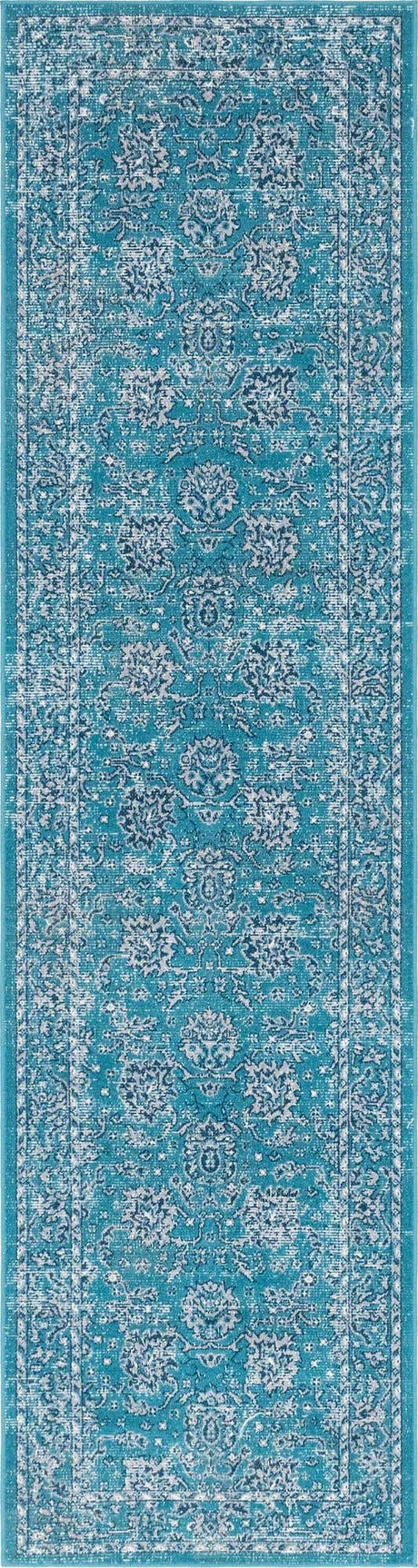 Blue 2' 7 x 10' Lucerne Runner Area Rug 100% Polypropylene Traditional Classic Easy Clean Carpet for Kitchens, Living Rooms, Bedroom, Office for Sale at Rug Engine