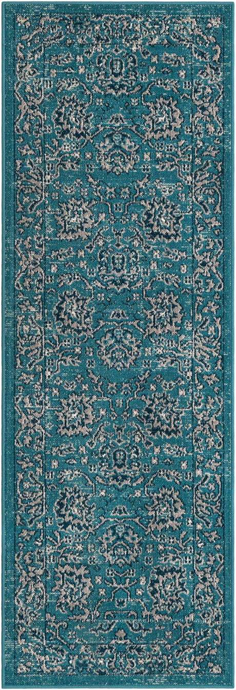 Blue 2' x 6' 1 Lucerne Runner Area Rug 100% Polypropylene Traditional Classic Easy Clean Carpet for Kitchens, Living Rooms, Bedroom, Office for Sale at Rug Engine
