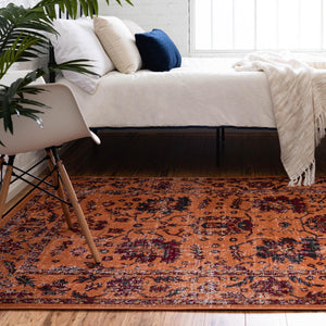 Orange 7' 10 x 10' Lucerne Rectangle Area Rug 100% Polypropylene Traditional Classic Easy Clean Carpet for Kitchens, Living Rooms, Bedroom, Office for Sale at Rug Engine