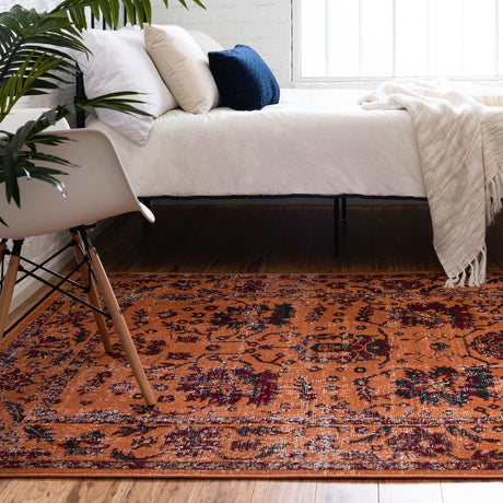Orange 9' x 12' Lucerne Rectangle Area Rug 100% Polypropylene Traditional Classic Easy Clean Carpet for Kitchens, Living Rooms, Bedroom, Office for Sale at Rug Engine