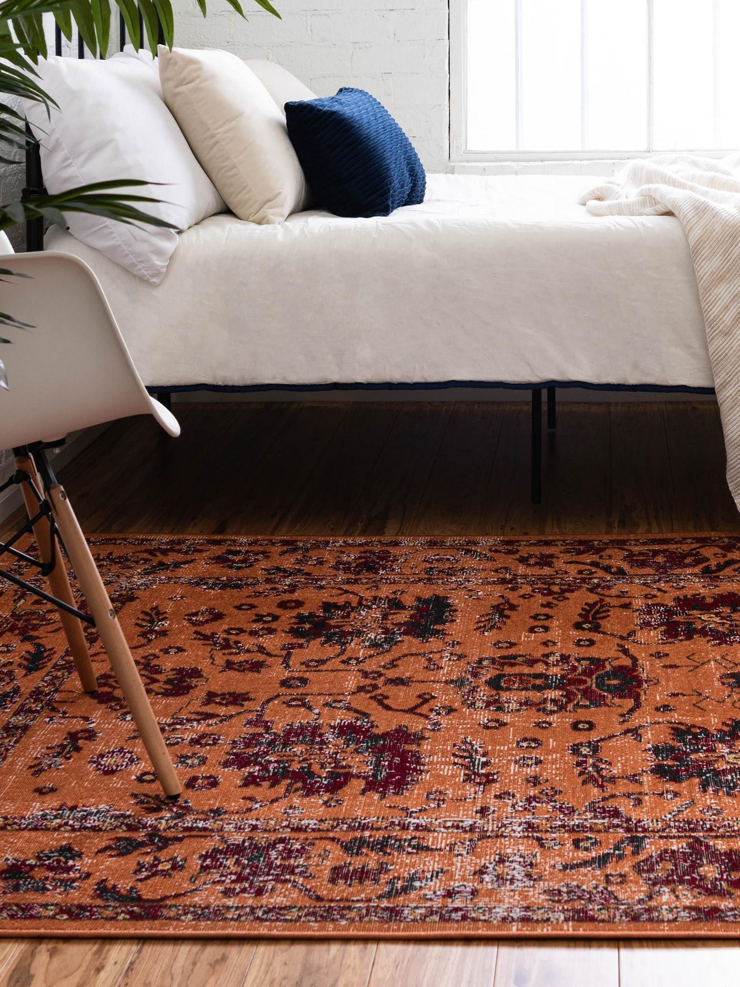 Orange 5' 3 x 8' Lucerne Rectangle Area Rug 100% Polypropylene Traditional Classic Easy Clean Carpet for Kitchens, Living Rooms, Bedroom, Office for Sale at Rug Engine