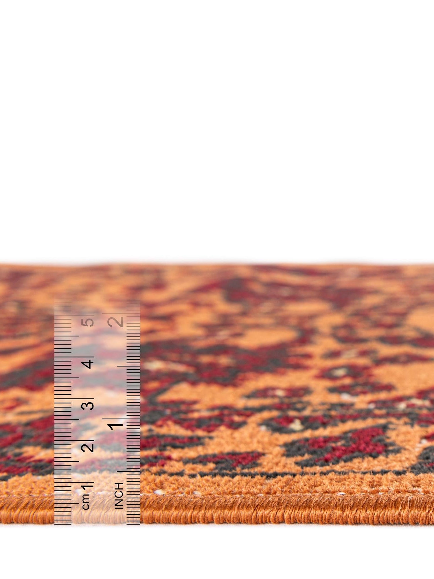 Orange 4' 1 x 6' 1 Lucerne Rectangle Area Rug 100% Polypropylene Traditional Classic Easy Clean Carpet for Kitchens, Living Rooms, Bedroom, Office for Sale at Rug Engine