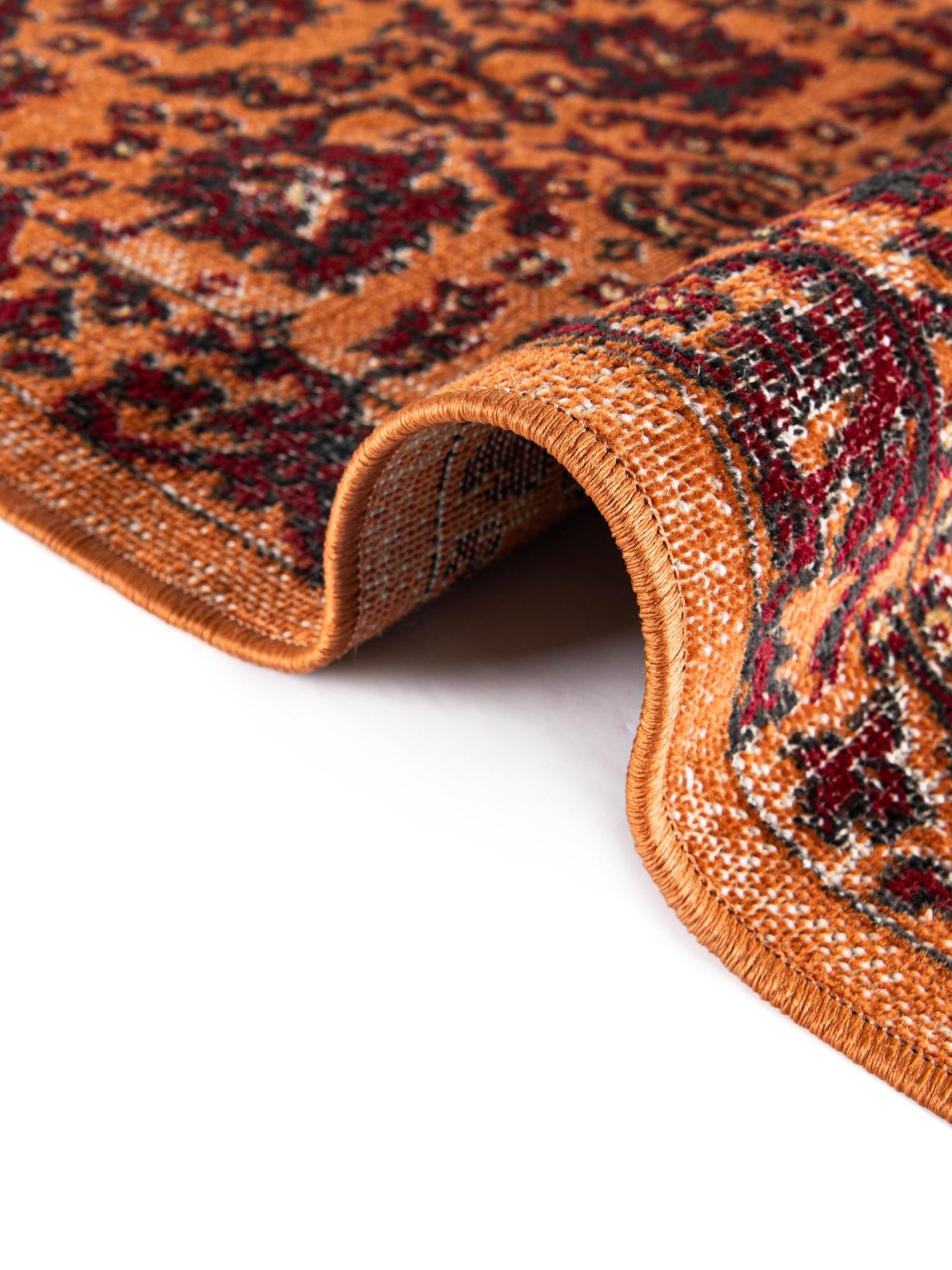 Orange 4' 1 x 6' 1 Lucerne Rectangle Area Rug 100% Polypropylene Traditional Classic Easy Clean Carpet for Kitchens, Living Rooms, Bedroom, Office for Sale at Rug Engine