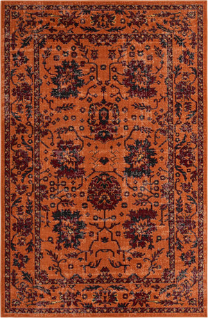 Orange 5' 3 x 8' Lucerne Rectangle Area Rug 100% Polypropylene Traditional Classic Easy Clean Carpet for Kitchens, Living Rooms, Bedroom, Office for Sale at Rug Engine