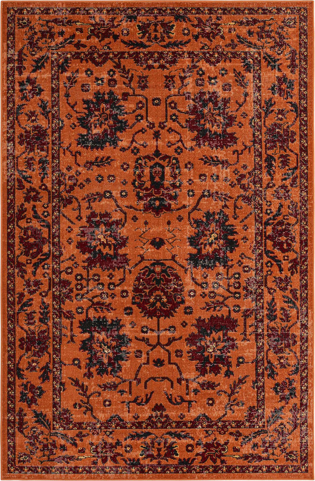 Orange 5' 3 x 8' Lucerne Rectangle Area Rug 100% Polypropylene Traditional Classic Easy Clean Carpet for Kitchens, Living Rooms, Bedroom, Office for Sale at Rug Engine