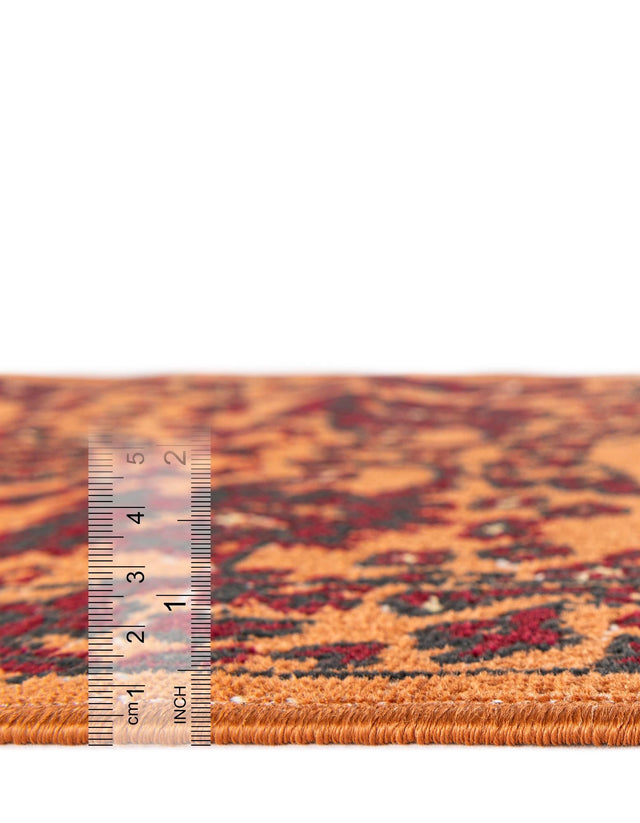 Orange 5' 3 x 5' 3 Lucerne Round Area Rug 100% Polypropylene Traditional Classic Easy Clean Carpet for Kitchens, Living Rooms, Bedroom, Office for Sale at Rug Engine