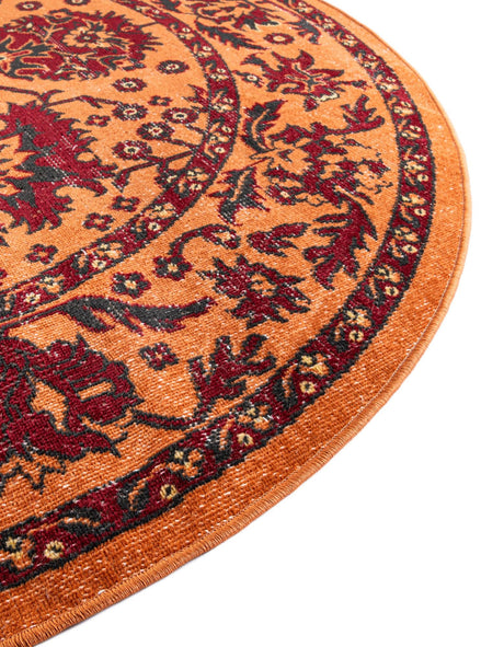 Orange 5' 3 x 5' 3 Lucerne Round Area Rug 100% Polypropylene Traditional Classic Easy Clean Carpet for Kitchens, Living Rooms, Bedroom, Office for Sale at Rug Engine