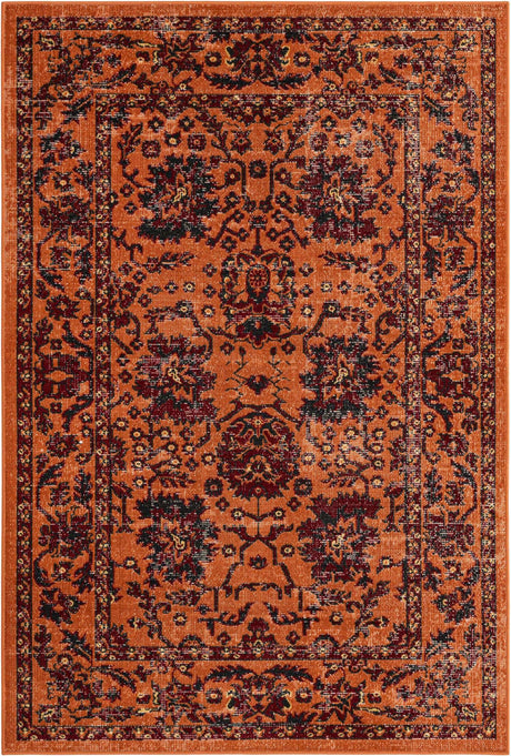 Orange 4' 1 x 6' 1 Lucerne Rectangle Area Rug 100% Polypropylene Traditional Classic Easy Clean Carpet for Kitchens, Living Rooms, Bedroom, Office for Sale at Rug Engine