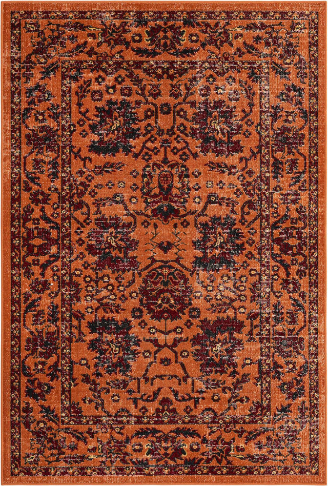 Orange 4' 1 x 6' 1 Lucerne Rectangle Area Rug 100% Polypropylene Traditional Classic Easy Clean Carpet for Kitchens, Living Rooms, Bedroom, Office for Sale at Rug Engine