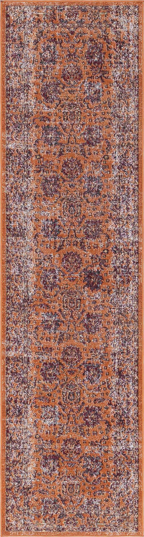 Orange 2' 7 x 10' Lucerne Runner Area Rug 100% Polypropylene Traditional Classic Easy Clean Carpet for Kitchens, Living Rooms, Bedroom, Office for Sale at Rug Engine