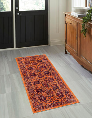 Orange 2' x 6' 1 Lucerne Runner Area Rug 100% Polypropylene Traditional Classic Easy Clean Carpet for Kitchens, Living Rooms, Bedroom, Office for Sale at Rug Engine
