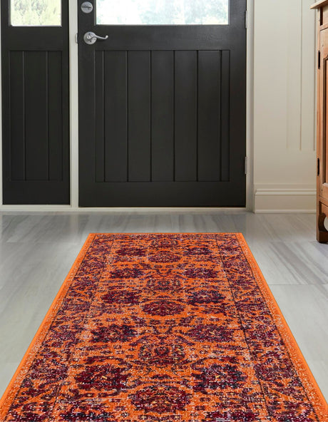 Orange 2' x 6' 1 Lucerne Runner Area Rug 100% Polypropylene Traditional Classic Easy Clean Carpet for Kitchens, Living Rooms, Bedroom, Office for Sale at Rug Engine