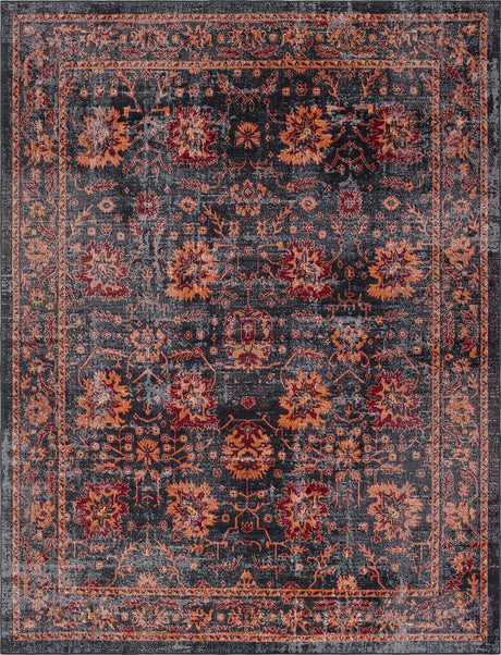 Black 9' x 12' Lucerne Rectangle Area Rug 100% Polypropylene Traditional Classic Easy Clean Carpet for Kitchens, Living Rooms, Bedroom, Office for Sale at Rug Engine