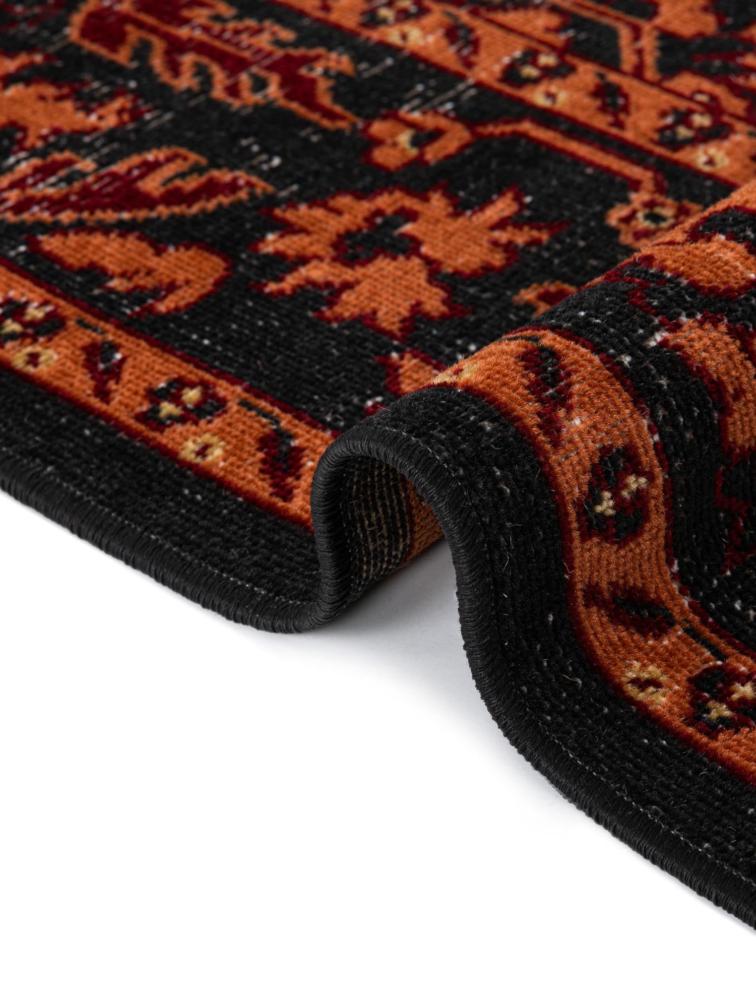 Black 6' 1 x 9' Lucerne Rectangle Area Rug 100% Polypropylene Traditional Classic Easy Clean Carpet for Kitchens, Living Rooms, Bedroom, Office for Sale at Rug Engine