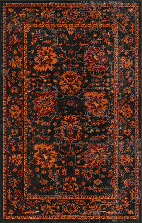 Black 5' 3 x 8' Lucerne Rectangle Area Rug 100% Polypropylene Traditional Classic Easy Clean Carpet for Kitchens, Living Rooms, Bedroom, Office for Sale at Rug Engine