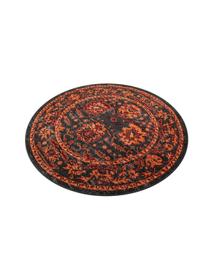 Black 5' 3 x 5' 3 Lucerne Round Area Rug 100% Polypropylene Traditional Classic Easy Clean Carpet for Kitchens, Living Rooms, Bedroom, Office for Sale at Rug Engine