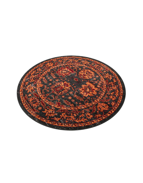 Black 5' 3 x 5' 3 Lucerne Round Area Rug 100% Polypropylene Traditional Classic Easy Clean Carpet for Kitchens, Living Rooms, Bedroom, Office for Sale at Rug Engine