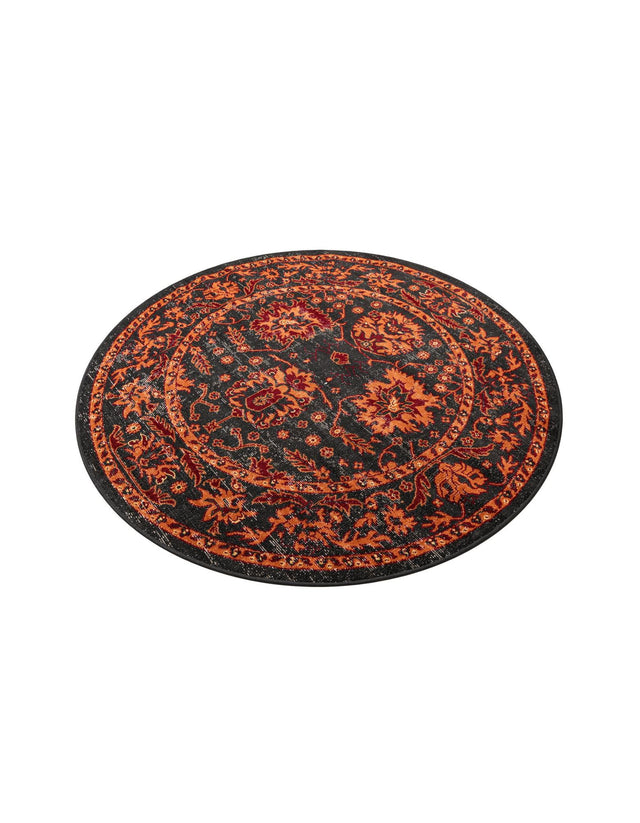 Black 5' 3 x 5' 3 Lucerne Round Area Rug 100% Polypropylene Traditional Classic Easy Clean Carpet for Kitchens, Living Rooms, Bedroom, Office for Sale at Rug Engine