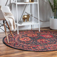 Black 6' 1 x 6' 1 Lucerne Round Area Rug 100% Polypropylene Traditional Classic Easy Clean Carpet for Kitchens, Living Rooms, Bedroom, Office for Sale at Rug Engine
