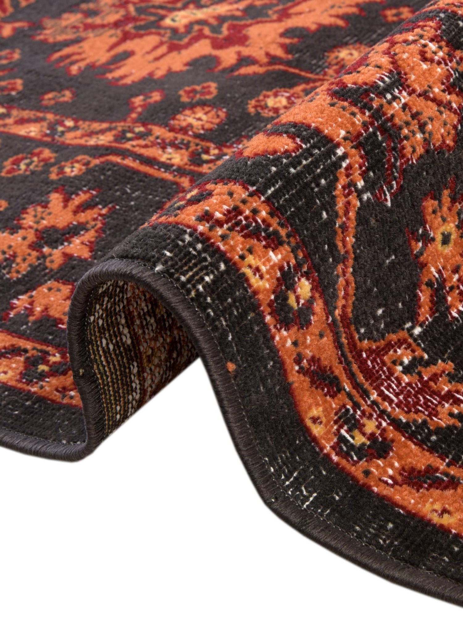 Black 7' 10 x 7' 10 Lucerne Round Area Rug 100% Polypropylene Traditional Classic Easy Clean Carpet for Kitchens, Living Rooms, Bedroom, Office for Sale at Rug Engine