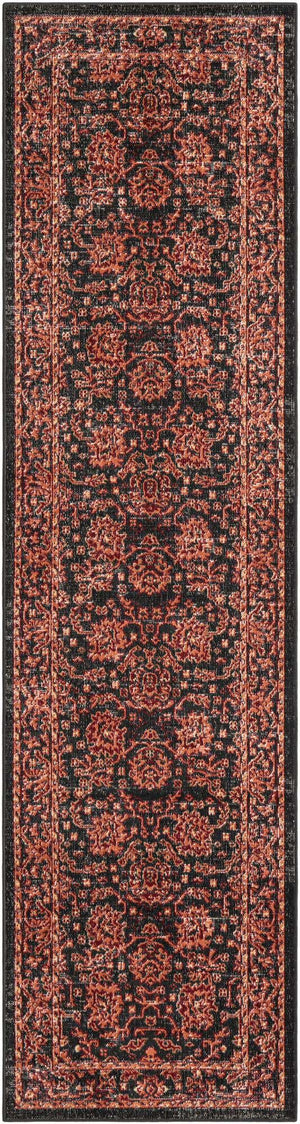 Black 2' 7 x 10' Lucerne Runner Area Rug 100% Polypropylene Traditional Classic Easy Clean Carpet for Kitchens, Living Rooms, Bedroom, Office for Sale at Rug Engine
