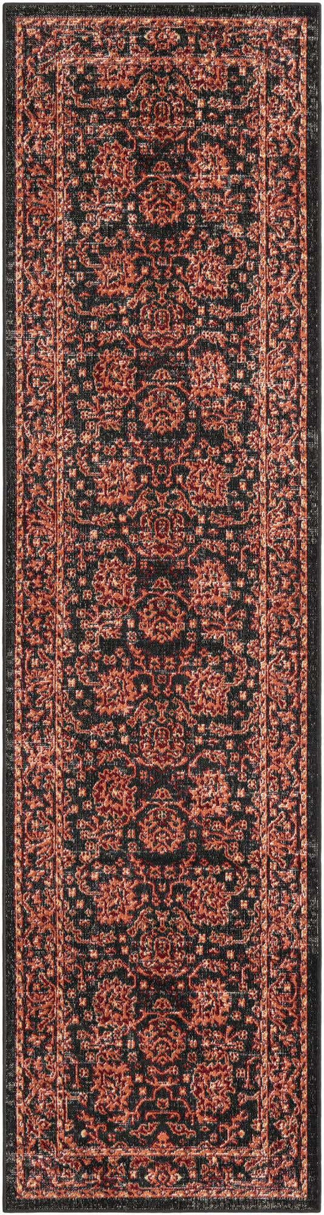 Black 2' 7 x 10' Lucerne Runner Area Rug 100% Polypropylene Traditional Classic Easy Clean Carpet for Kitchens, Living Rooms, Bedroom, Office for Sale at Rug Engine