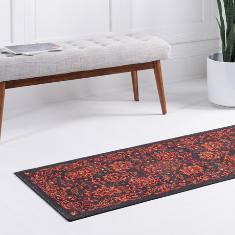 Black 2' x 5' 3 Lucerne Runner Area Rug 100% Polypropylene Traditional Classic Easy Clean Carpet for Kitchens, Living Rooms, Bedroom, Office for Sale at Rug Engine