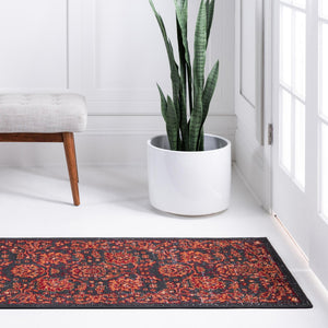 Black 2' x 8' Lucerne Runner Area Rug 100% Polypropylene Traditional Classic Easy Clean Carpet for Kitchens, Living Rooms, Bedroom, Office for Sale at Rug Engine