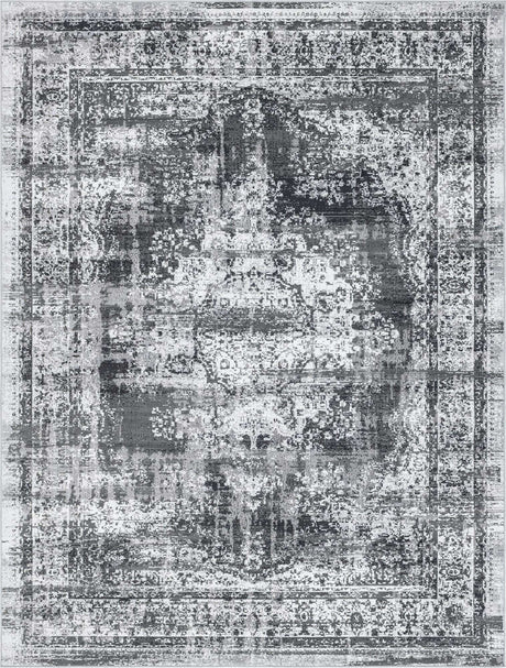 Gray 9' x 12' Lucerne Rectangle Area Rug 100% Polypropylene Traditional Classic Easy Clean Carpet for Kitchens, Living Rooms, Bedroom, Office for Sale at Rug Engine