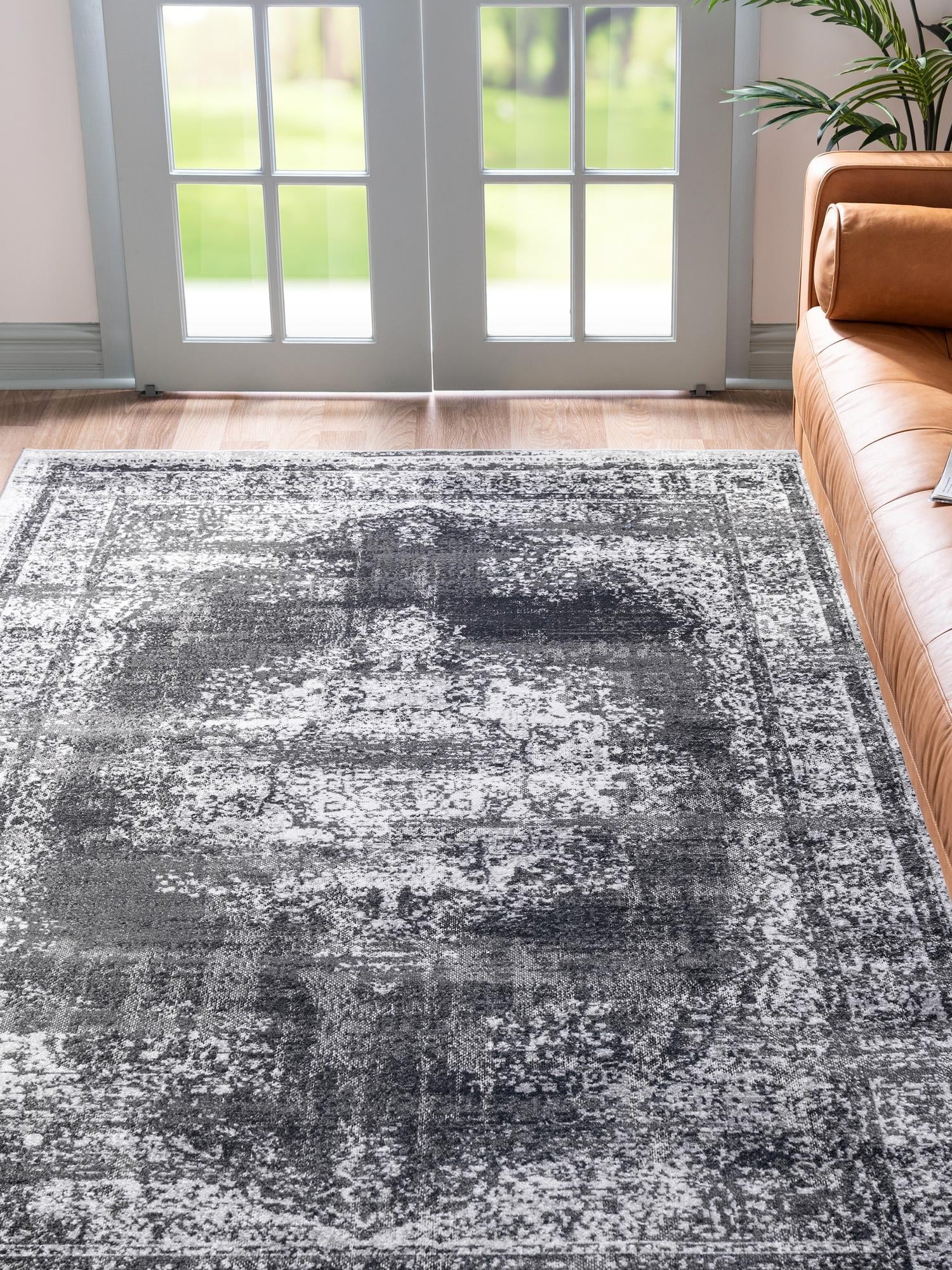 Gray 7' 10 x 10' Lucerne Rectangle Area Rug 100% Polypropylene Traditional Classic Easy Clean Carpet for Kitchens, Living Rooms, Bedroom, Office for Sale at Rug Engine