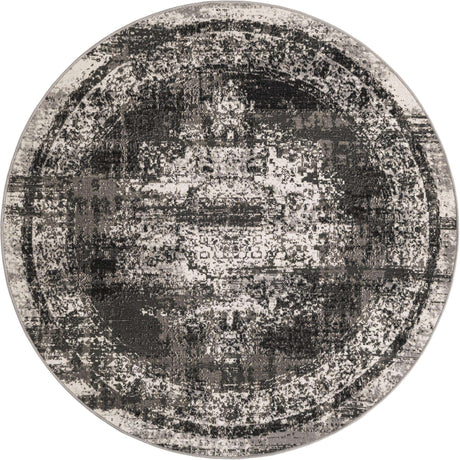 Gray 5' 3 x 5' 3 Lucerne Round Area Rug 100% Polypropylene Traditional Classic Easy Clean Carpet for Kitchens, Living Rooms, Bedroom, Office for Sale at Rug Engine