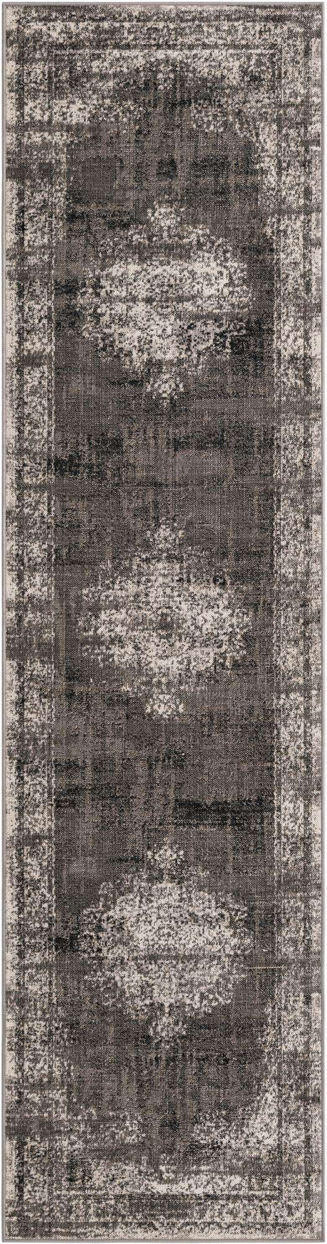 Gray 2' 7 x 10' Lucerne Runner Area Rug 100% Polypropylene Traditional Classic Easy Clean Carpet for Kitchens, Living Rooms, Bedroom, Office for Sale at Rug Engine
