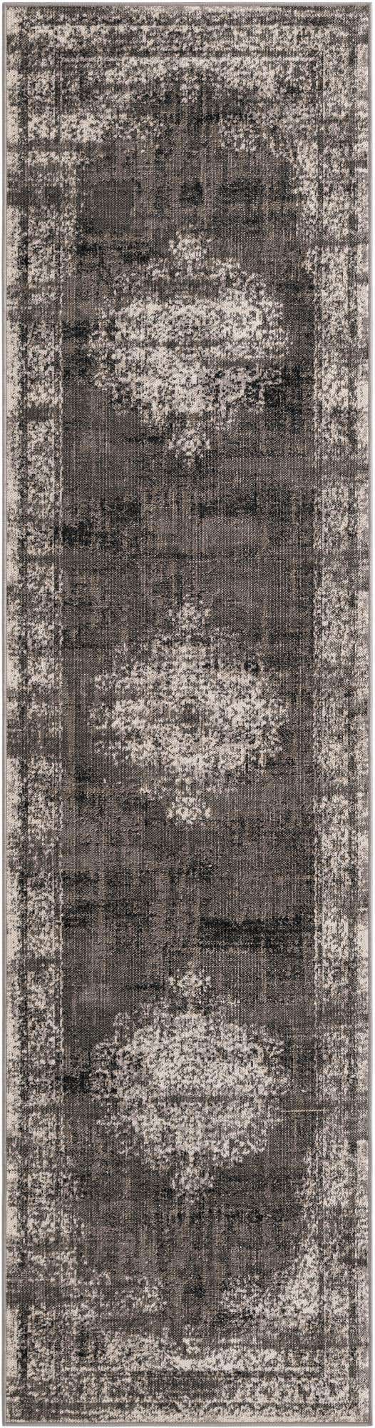 Gray 2' 7 x 10' Lucerne Runner Area Rug 100% Polypropylene Traditional Classic Easy Clean Carpet for Kitchens, Living Rooms, Bedroom, Office for Sale at Rug Engine