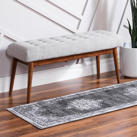 Gray 2' x 6' 1 Lucerne Runner Area Rug 100% Polypropylene Traditional Classic Easy Clean Carpet for Kitchens, Living Rooms, Bedroom, Office for Sale at Rug Engine