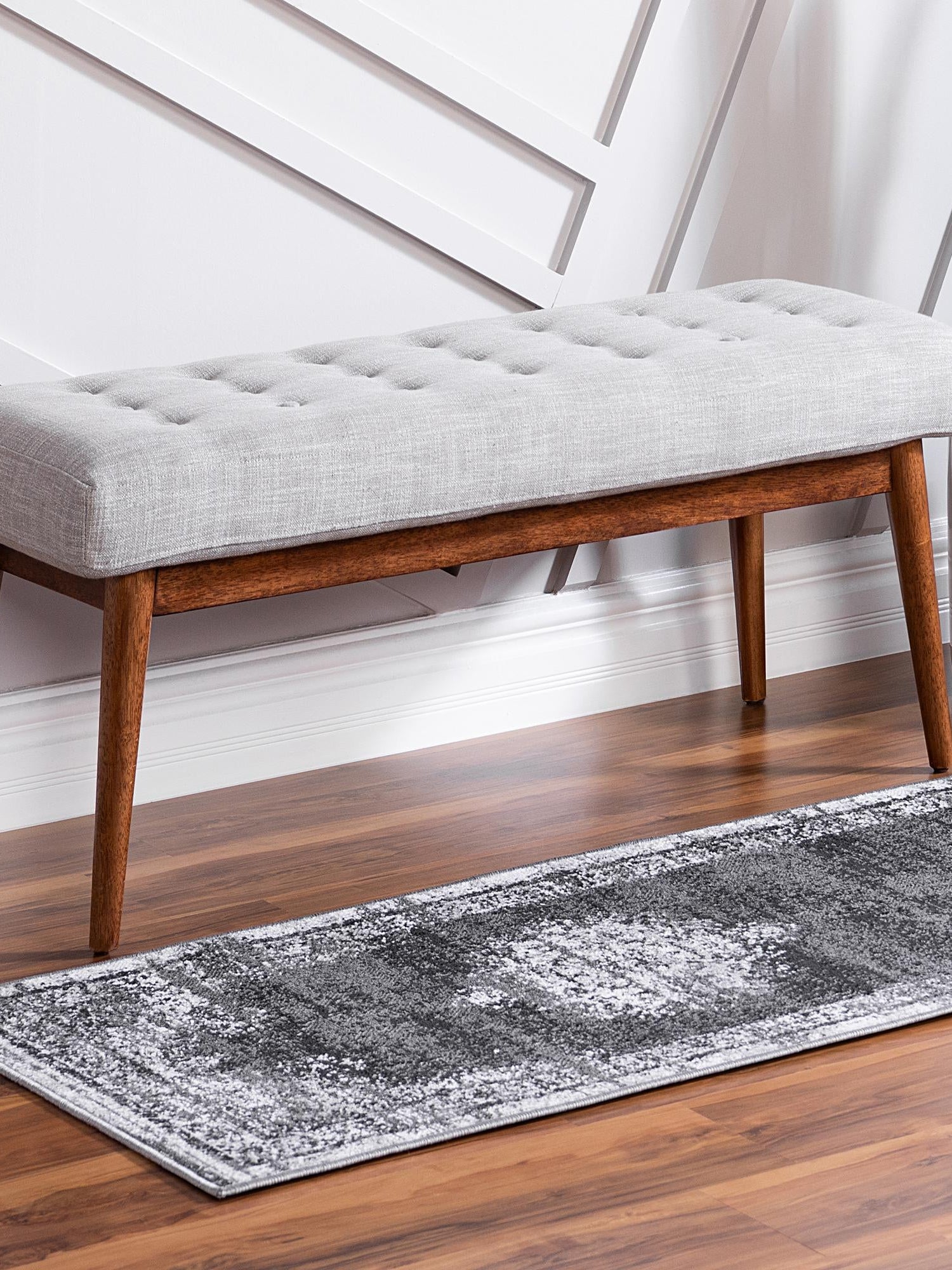 Gray 2' 7 x 10' Lucerne Runner Area Rug 100% Polypropylene Traditional Classic Easy Clean Carpet for Kitchens, Living Rooms, Bedroom, Office for Sale at Rug Engine