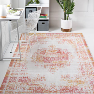 Ivory 5' 3 x 8' Lucerne Rectangle Area Rug 100% Polypropylene Traditional Classic Easy Clean Carpet for Kitchens, Living Rooms, Bedroom, Office for Sale at Rug Engine