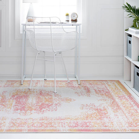 Ivory 5' 3 x 8' Lucerne Rectangle Area Rug 100% Polypropylene Traditional Classic Easy Clean Carpet for Kitchens, Living Rooms, Bedroom, Office for Sale at Rug Engine