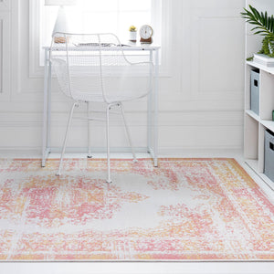 Ivory 4' 1 x 6' 1 Lucerne Rectangle Area Rug 100% Polypropylene Traditional Classic Easy Clean Carpet for Kitchens, Living Rooms, Bedroom, Office for Sale at Rug Engine