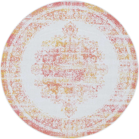 Ivory 5' 3 x 5' 3 Lucerne Round Area Rug 100% Polypropylene Traditional Classic Easy Clean Carpet for Kitchens, Living Rooms, Bedroom, Office for Sale at Rug Engine