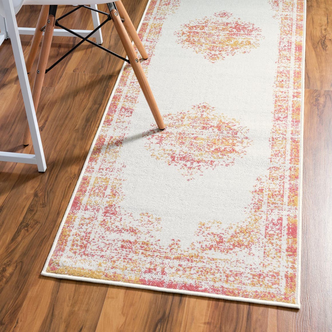 Ivory 2' 7 x 10' Lucerne Runner Area Rug 100% Polypropylene Traditional Classic Easy Clean Carpet for Kitchens, Living Rooms, Bedroom, Office for Sale at Rug Engine