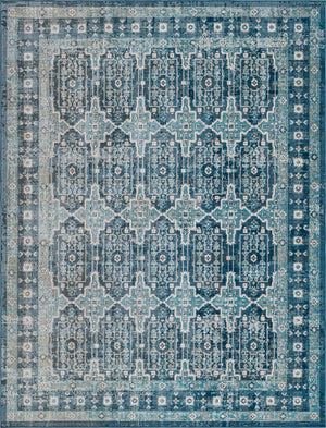 Blue 9' x 12' Lucerne Rectangle Area Rug 100% Polypropylene Traditional Classic Easy Clean Carpet for Kitchens, Living Rooms, Bedroom, Office for Sale at Rug Engine