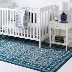 Blue 7' 10 x 10' Lucerne Rectangle Area Rug 100% Polypropylene Traditional Classic Easy Clean Carpet for Kitchens, Living Rooms, Bedroom, Office for Sale at Rug Engine