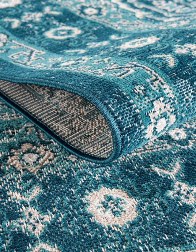 Blue 5' 3 x 8' Lucerne Rectangle Area Rug 100% Polypropylene Traditional Classic Easy Clean Carpet for Kitchens, Living Rooms, Bedroom, Office for Sale at Rug Engine