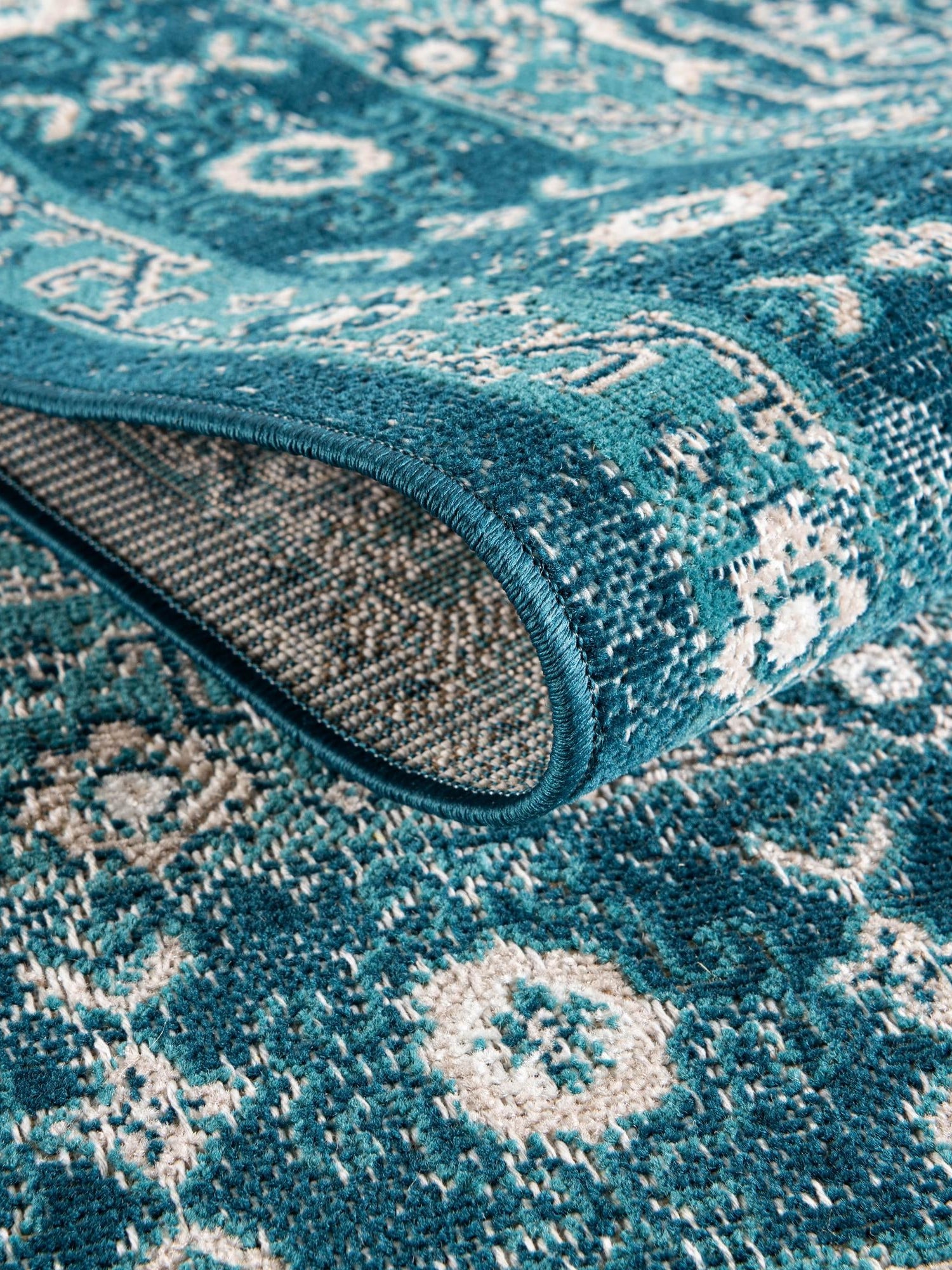 Blue 7' 10 x 10' Lucerne Rectangle Area Rug 100% Polypropylene Traditional Classic Easy Clean Carpet for Kitchens, Living Rooms, Bedroom, Office for Sale at Rug Engine