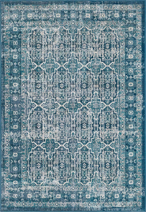 Blue 4' 1 x 6' 1 Lucerne Rectangle Area Rug 100% Polypropylene Traditional Classic Easy Clean Carpet for Kitchens, Living Rooms, Bedroom, Office for Sale at Rug Engine