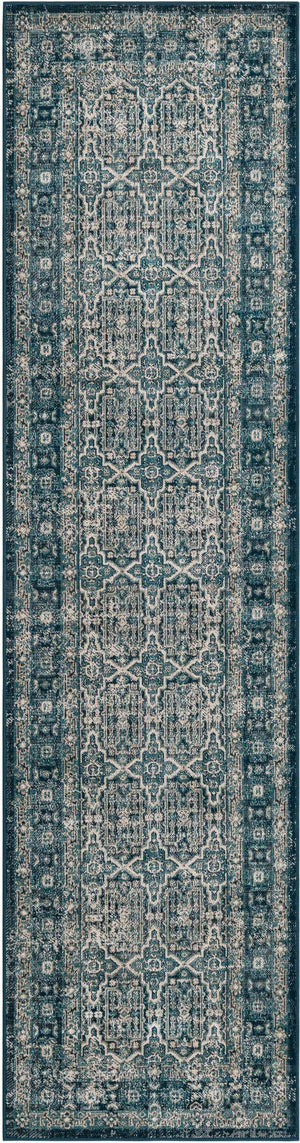 Blue 2' 7 x 10' Lucerne Runner Area Rug 100% Polypropylene Traditional Classic Easy Clean Carpet for Kitchens, Living Rooms, Bedroom, Office for Sale at Rug Engine