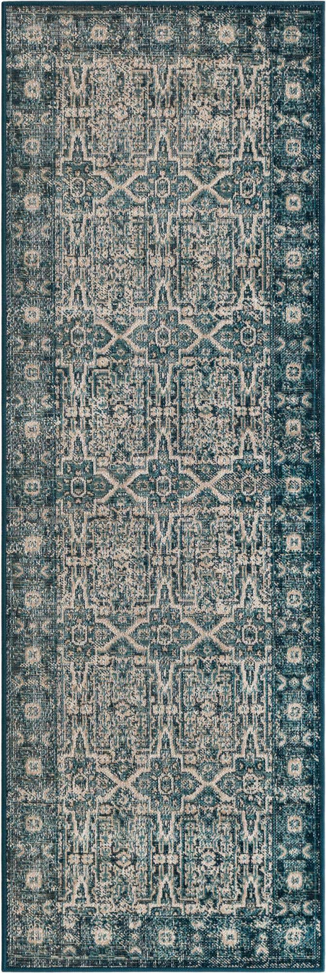 Blue 2' x 6' 1 Lucerne Runner Area Rug 100% Polypropylene Traditional Classic Easy Clean Carpet for Kitchens, Living Rooms, Bedroom, Office for Sale at Rug Engine