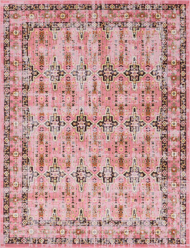 Pink 9' x 12' Lucerne Rectangle Area Rug 100% Polypropylene Traditional Classic Easy Clean Carpet for Kitchens, Living Rooms, Bedroom, Office for Sale at Rug Engine