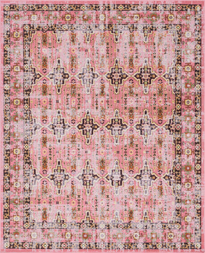 Pink 7' 10 x 10' Lucerne Rectangle Area Rug 100% Polypropylene Traditional Classic Easy Clean Carpet for Kitchens, Living Rooms, Bedroom, Office for Sale at Rug Engine